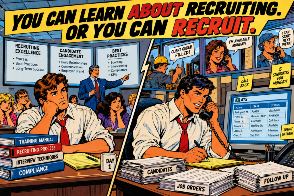 Training New Staffing Recruiters Is About Action